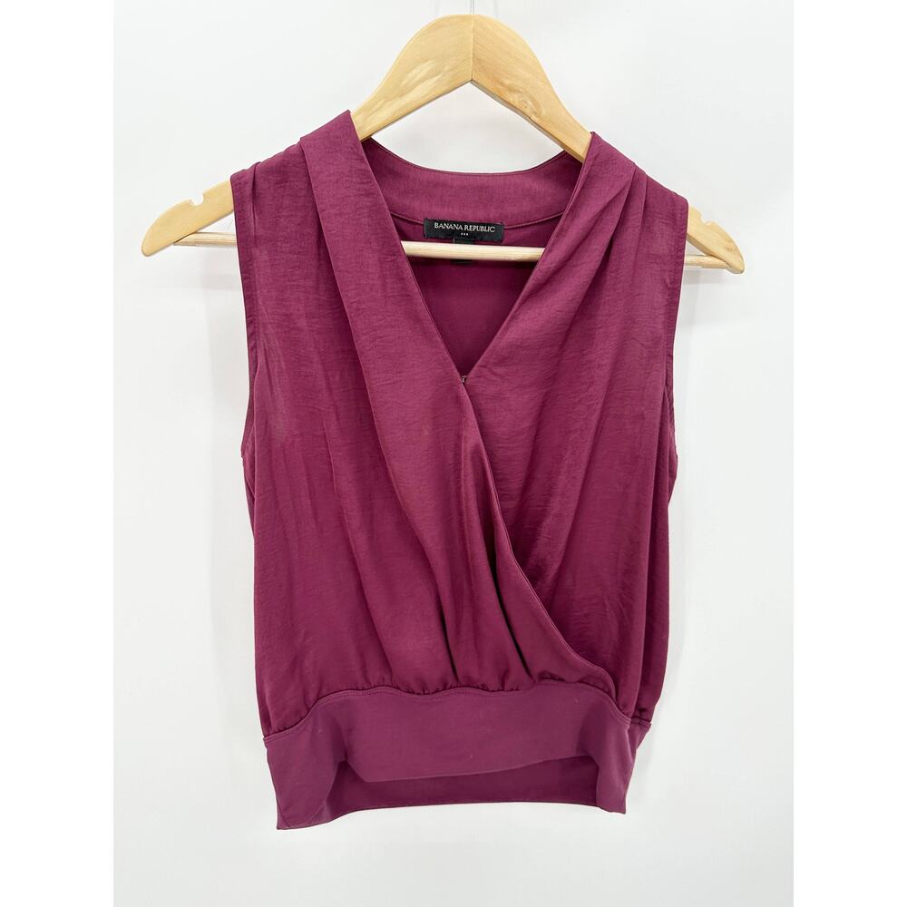 Banana Republic Factory‎ Burgundy Surplice V-Neck Tank Top Women's Size X-Small